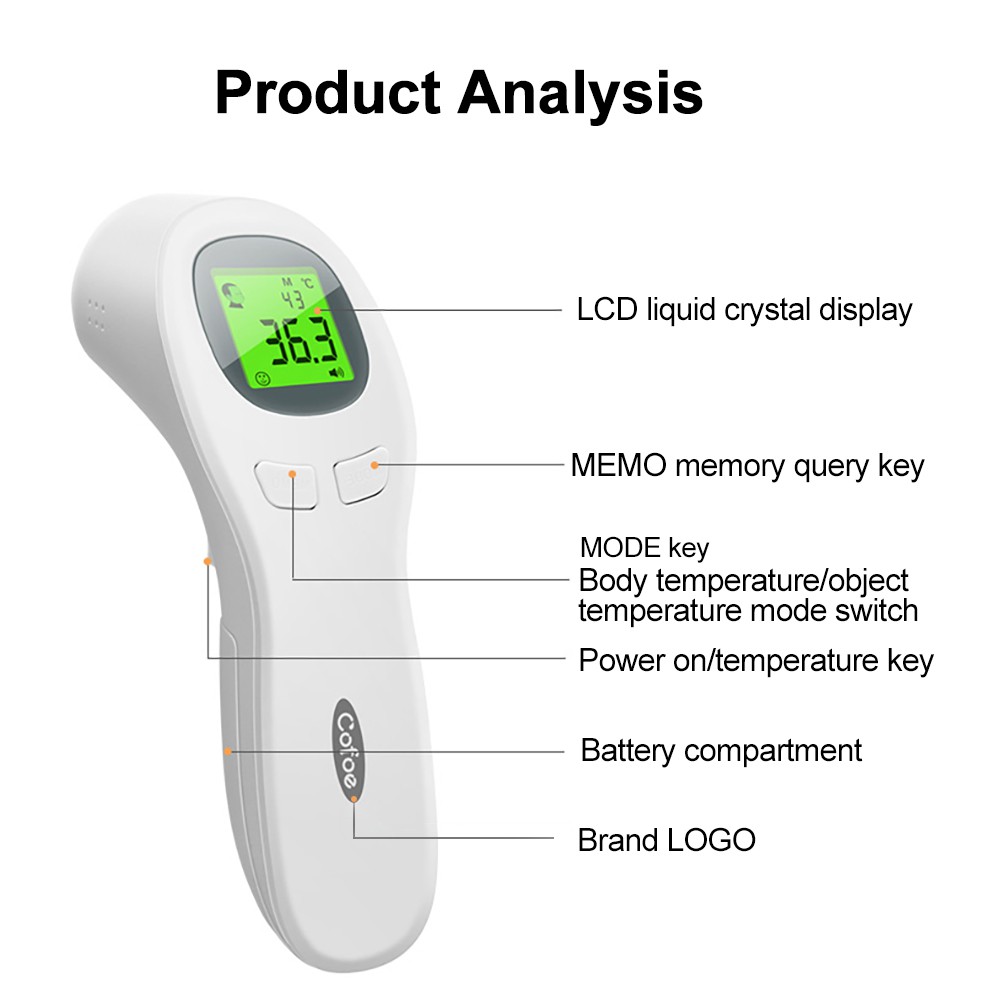 Máy Đo Nhiệt Hồng Ngoài Cofoe 2 Trong 1 Đa Năng Sử Dụng Đo Cơ Thể / Đồ Ăn / Vật Dụng Tiện Lợi