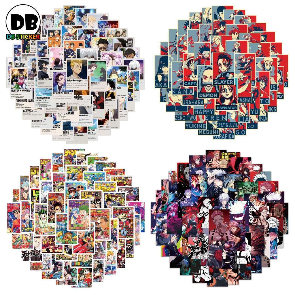 [Set 50 Cái] Sticker dán mũ bảo hiểm, laptop phong cách tổng hợp Anime nhật bản