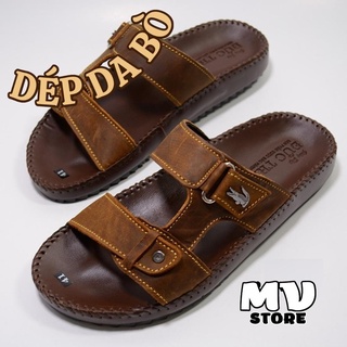 Dép nam quai ngang da bò đế cao su MV Store Dép trung niên cao cấp da bò DT01