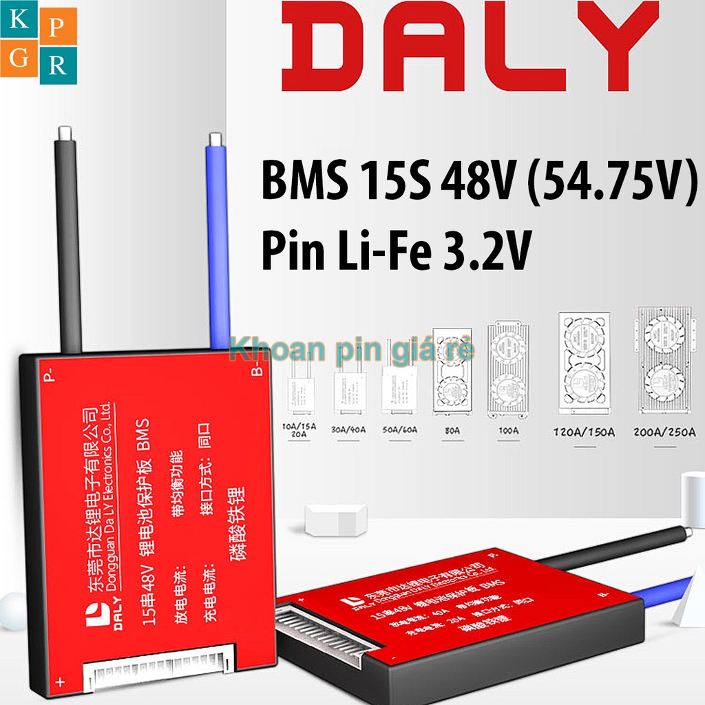 KPGR Mạch 15S 48V  Daly bảo vệ pin sắt Li-Fe 3.2V xe điện
