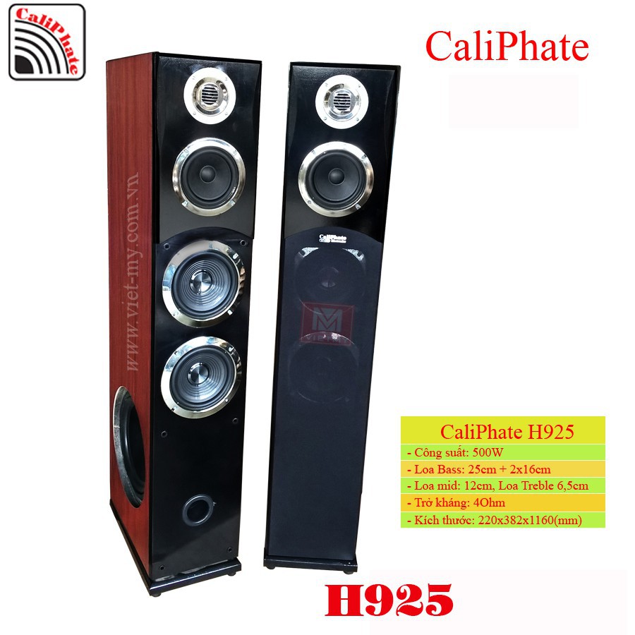 Loa cây karaoke CaliPhate H925 - 5 loa: 1 Bass 25P100 hông, 2 bass 16P70 mặt, 1 trung 12, 1 tép