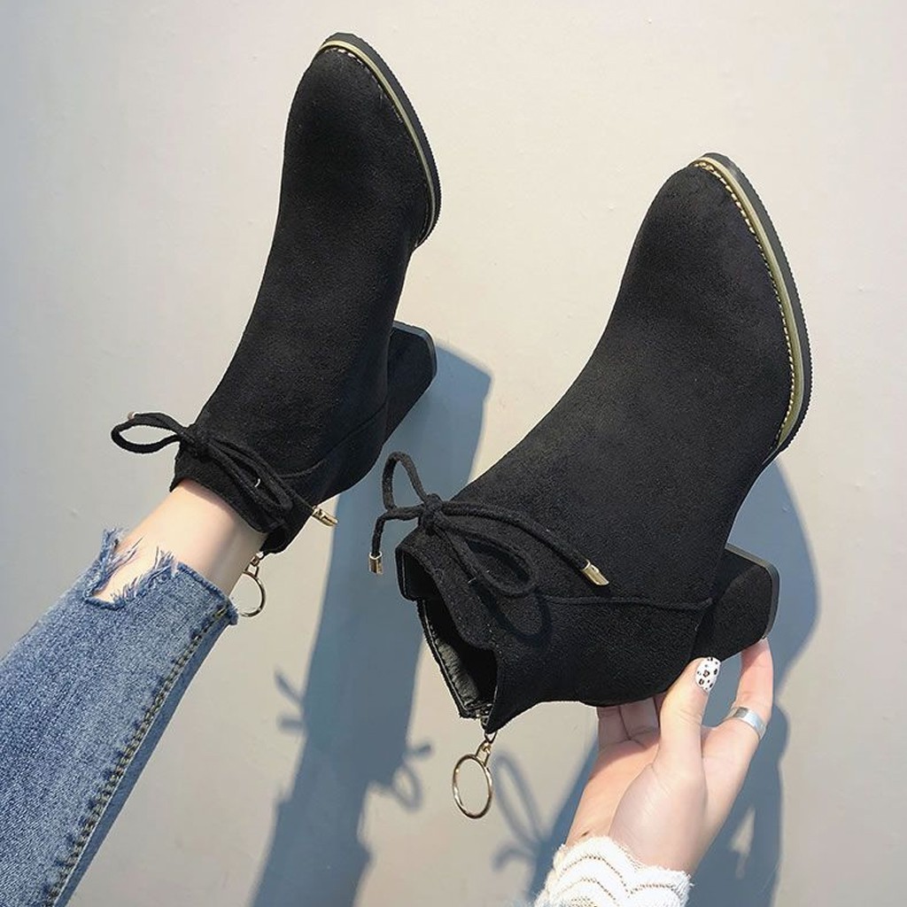 Boots da lộn Nơ trước tiểu thư siêu Xinh