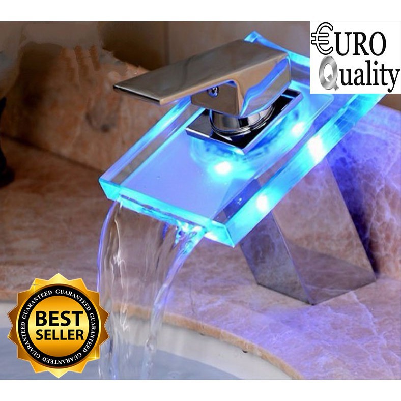 [Euro Quality] Vòi Lavabo Nóng Lạnh Kính Cường Lực Đổi Màu Theo Nhiệt Độ Nước