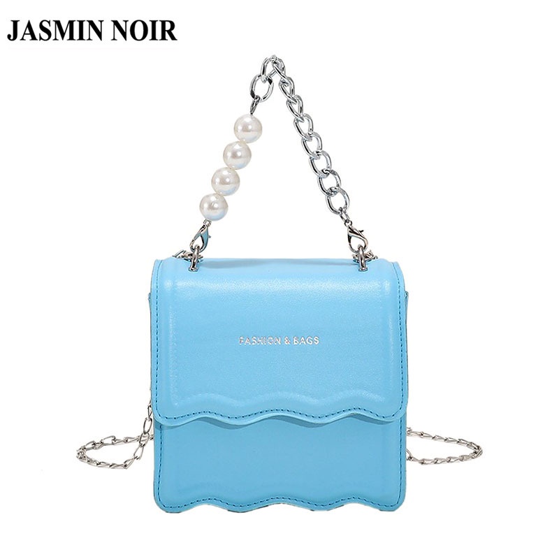 Túi đeo chéo JASMIN NOIR bằng da pu phối chuỗi dây xích thời trang cho nữ