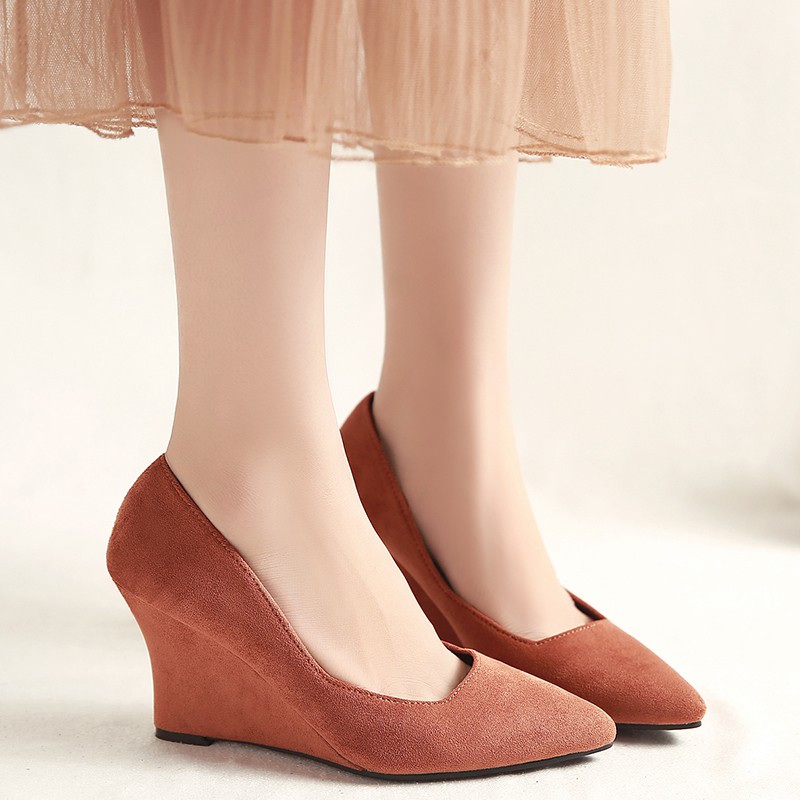 Giày đế xuồng da lộn size 34/40 cao 8cm 130520  TP1
