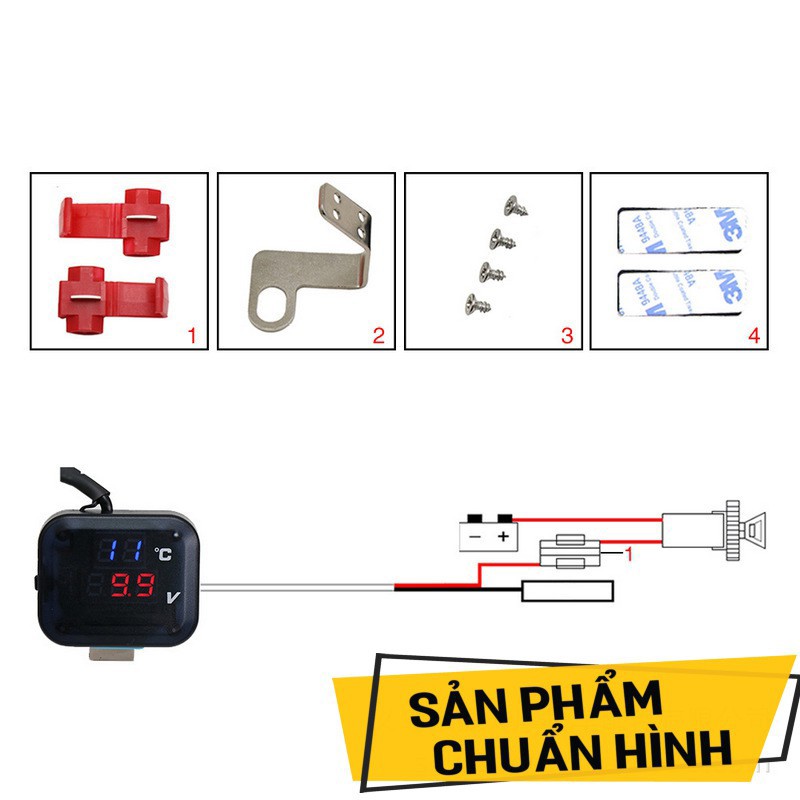 ĐỒNG HỒ KOSO VOL 3 CHỨC NĂNG ĐO VOL, NHIỆT ĐỘ - TÍCH HỢP SẠC ĐIỆN THOẠI- Đồng Hồ Koso Đo Vol Bình 3 Chức Năng