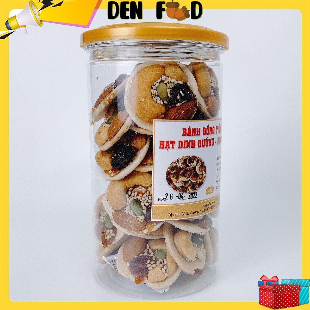 Bánh đồng tiền mix hạt dinh dưỡng hủ 300gr - Đồ ăn vặt Denfood