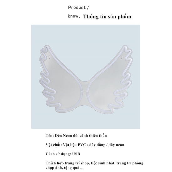 Đèn led neon nhiều mẫu đôi cánh thiên thần quà tặng dịp lễ trang trí DECOR phòng ngủ USB