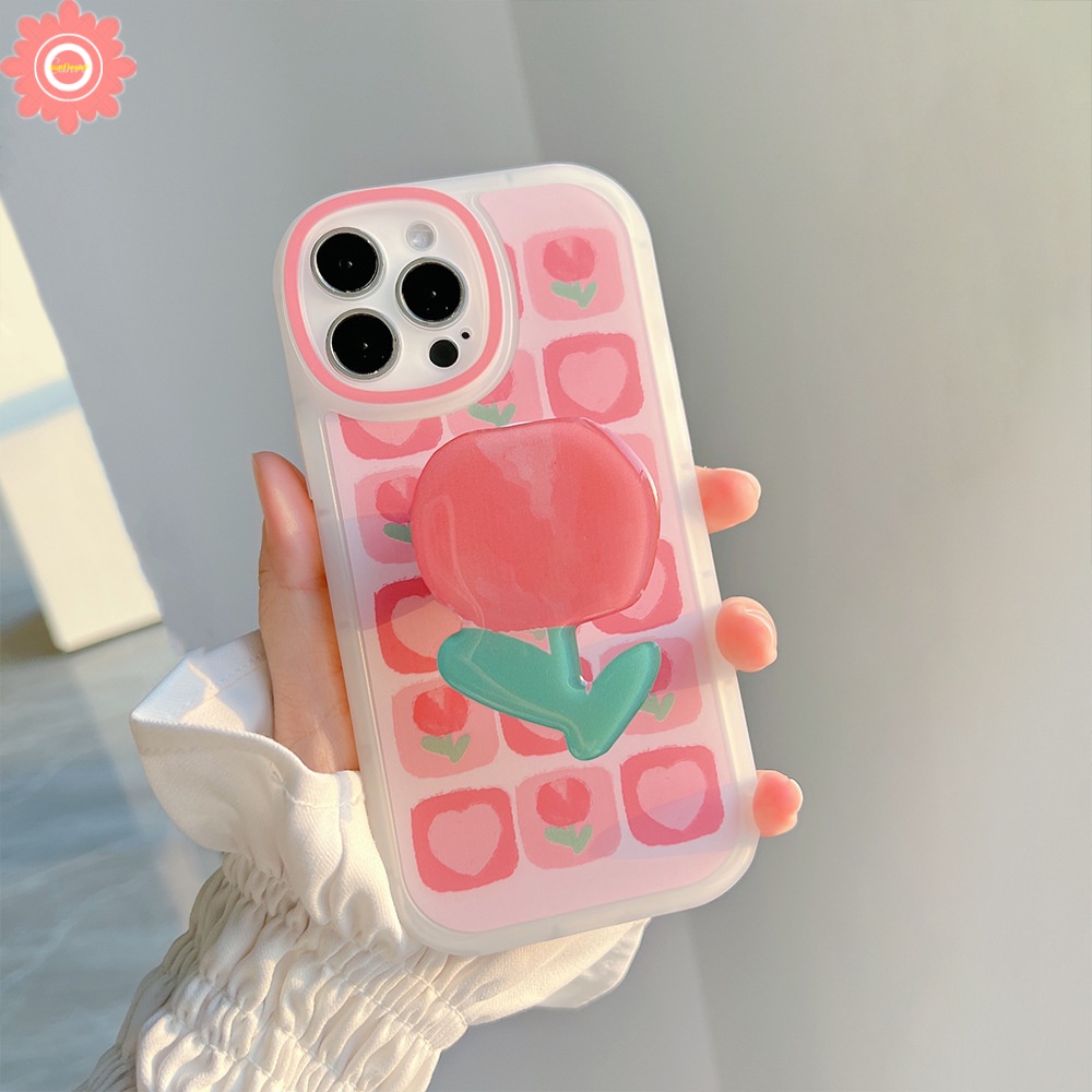 Ốp Điện Thoại Có Giá Đỡ Bảo Vệ Ống Kính Máy Ảnh Hình Hoa Tulip Cho iPhone 7 8 6 6s Plus 11 13 12 Pro Max XR X XS Max SE 2020