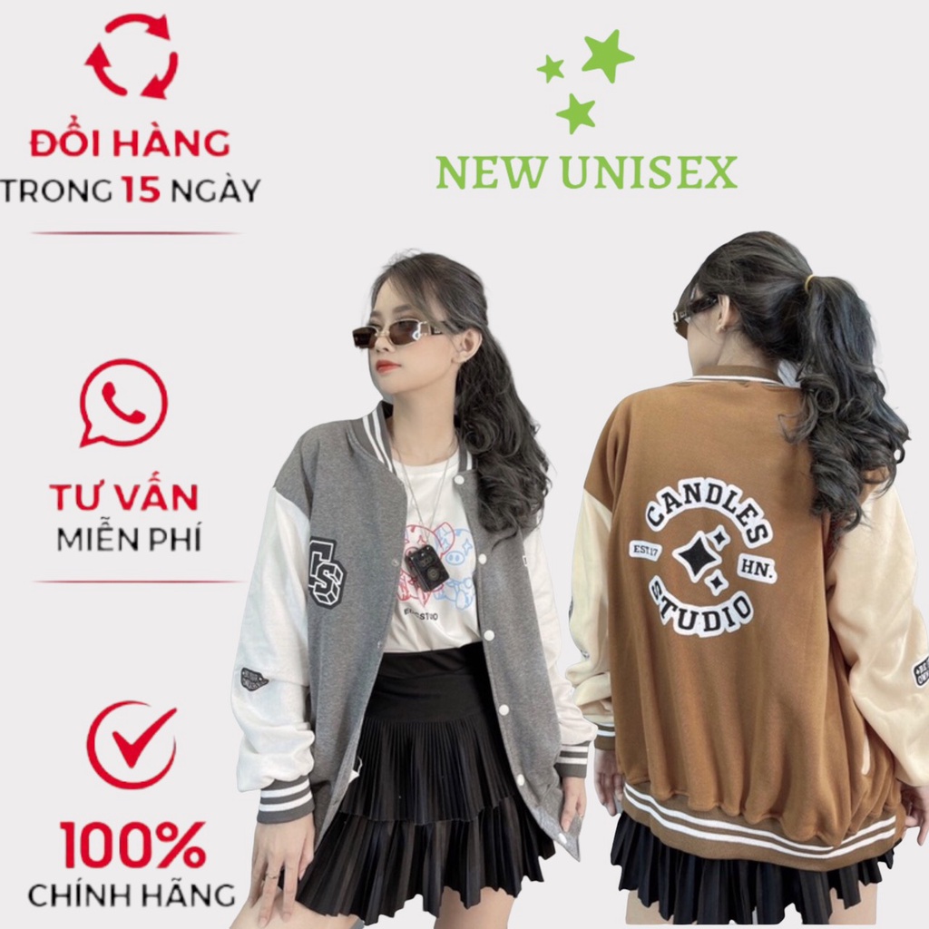 Áo Khoác Nỉ Bomber Chữ CS Nữ Phong Cách Trẻ Unisex Hot Trend