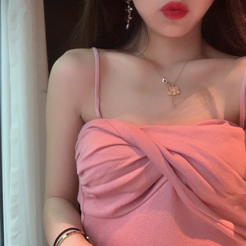 Áo Ống Dệt Kim Thiết Kế Chéo Dây Phong Cách Hàn Quốc Cổ Điển Thời Trang Mới 2022 Dành Cho Nữ