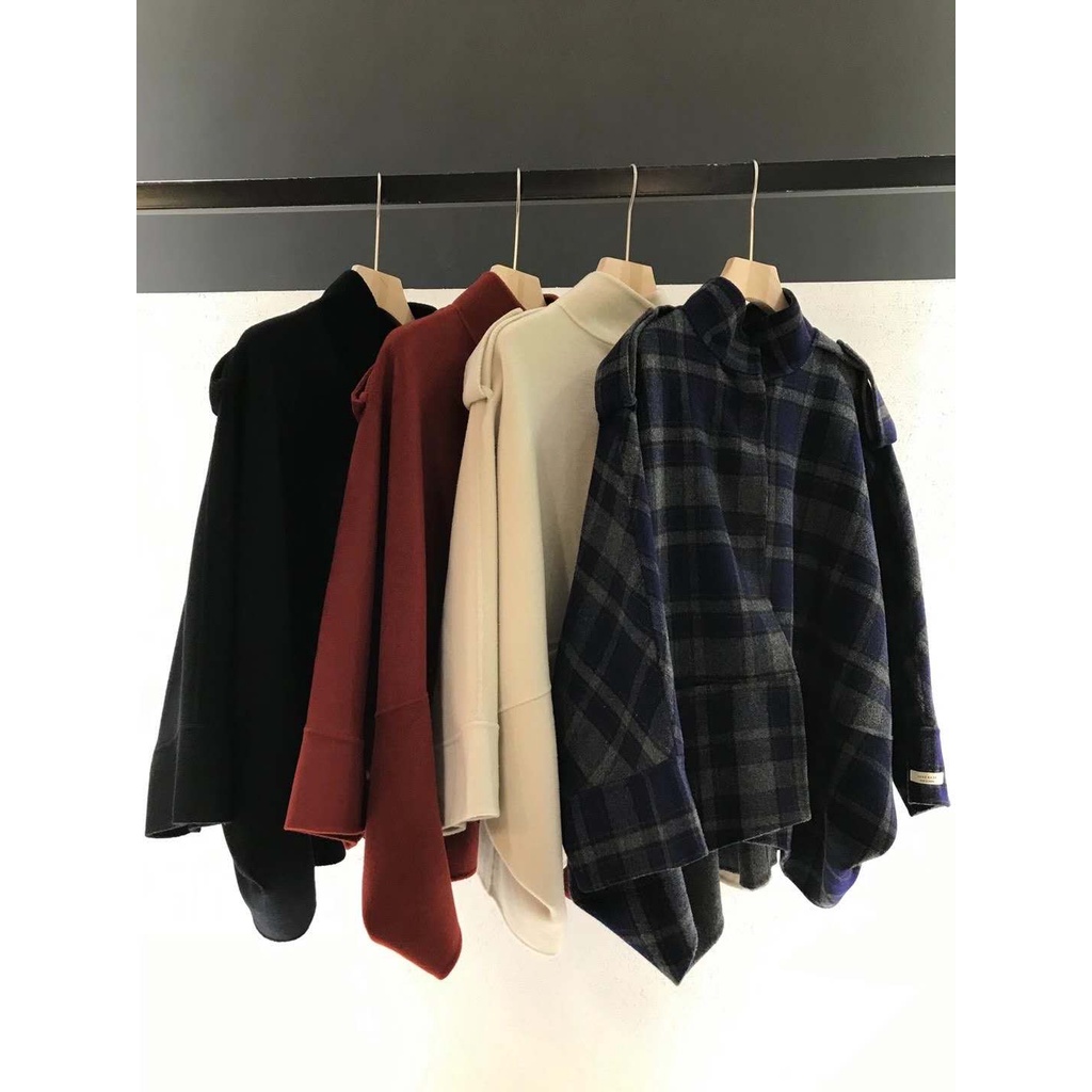 👗👗Áo khoác len cánh dơi cổ đứng dáng rộng màu trơn phong cách Retro Pháp | BigBuy360 - bigbuy360.vn