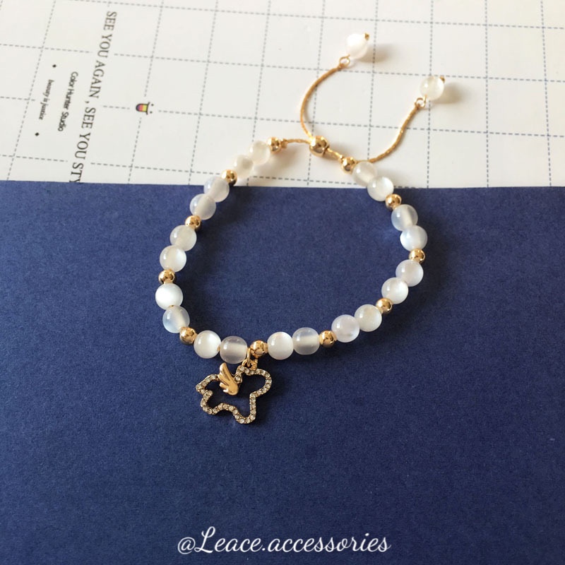 Vòng tay nữ, lắc tay dây rút đá mắt mèo mặt kỳ lân đính đá nữ tính BL020 Leace.accessories