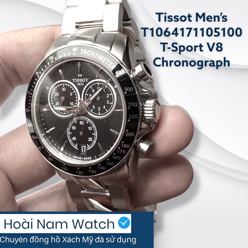 Đồng hồ Nam Tissot T1064171105100 T-Sport V8 Chronograph Quartz size 43mm chính hãng nhập Mỹ