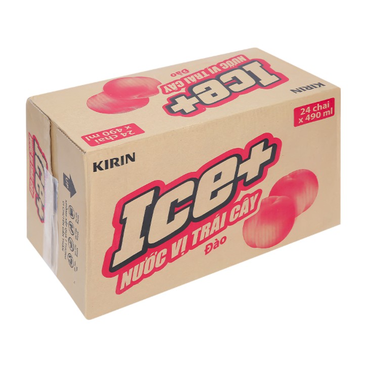 THÙNG 24 CHAI NƯỚC TRÁI CÂY ICE+ HƯƠNG ĐÀO 490ML (24 CHAI x 490ML)