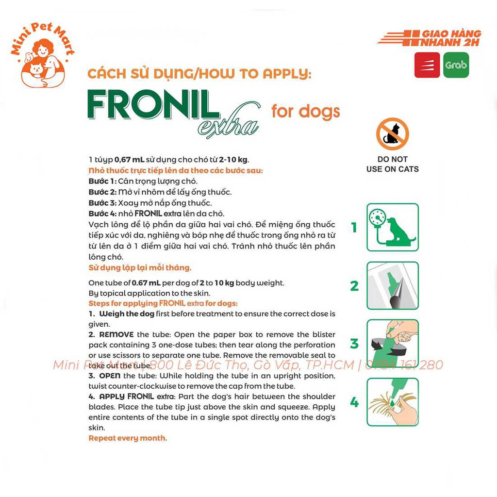 FRONIL EXTRA - Thuốc nhỏ trị ve, rận, bọ chét, trứng ve và ấu trùng cho chó