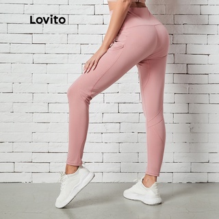 210QX 110QL 1215XJ-Quần legging thể thao Lovito màu trơn dáng ôm thoải mái có túi L10961 (màu hồng)