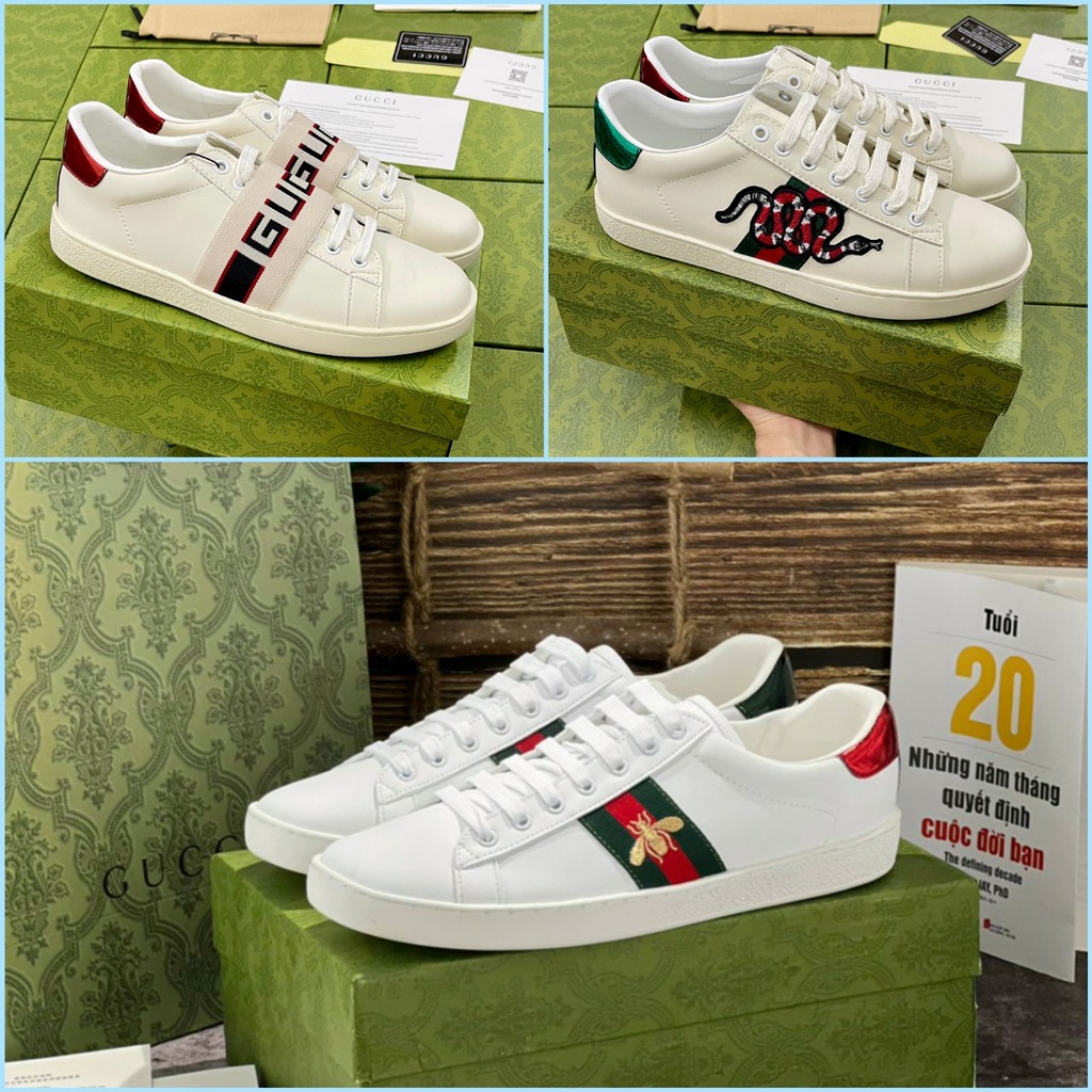 Giày guci ong . 𝐆𝐮𝐜𝐜𝐢 rắn thêu cho nam nữ. giày quai ngang , giày rắn , giày ong