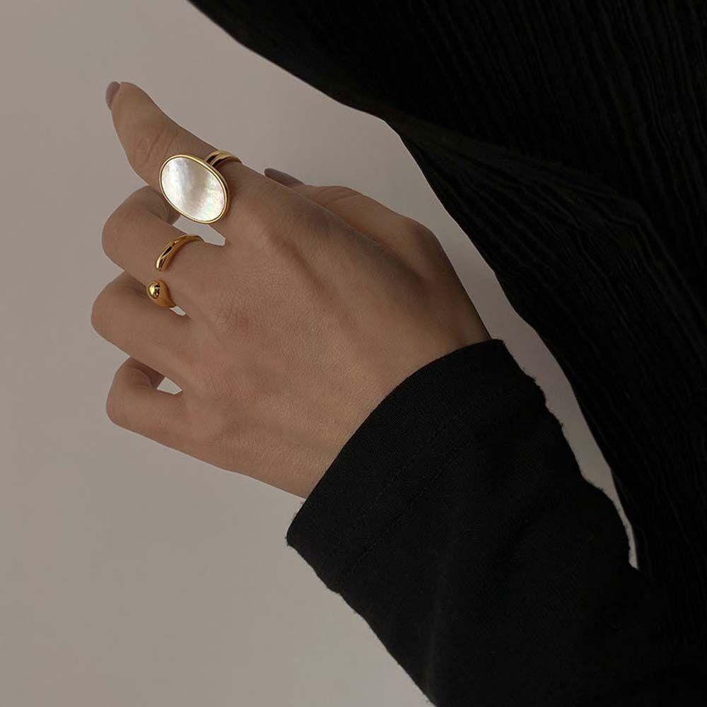 EXPEN Nhẫn Vỏ Sò Trắng Phong Cách Hàn Quốc Đơn Giản