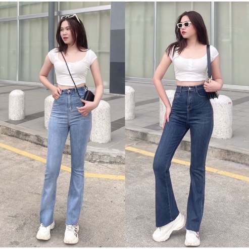 [BEST CHOICE] Quần Jeans Ống Loe Quần Bò Loe Quần Jean Ống Loe Lưng Cao Co Giãn 4 Chiều -KOREA STYLE 2022 (Hàng Mới Về)