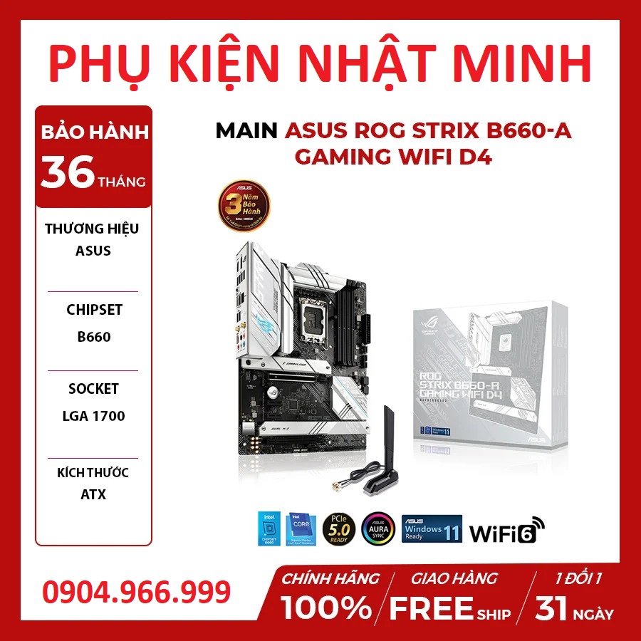Mainboard Asus ROG STRIX B660-A GAMING WIFI D4 hàng chính hãng BH 36 tháng