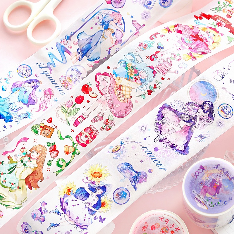 Mohamm 1 Cuộn Băng Washi Cô Gái Dễ Thương