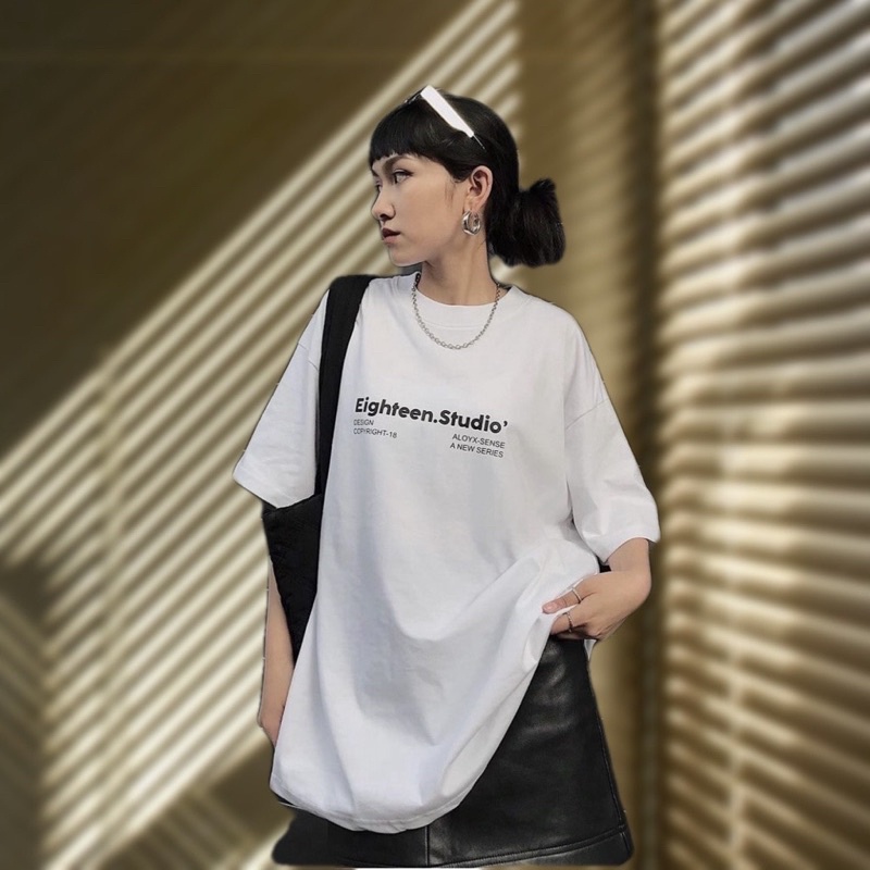 Áo thun phông nam nữ PINK tay lỡ form rộng EIGHTEEN STUDIO Unisex