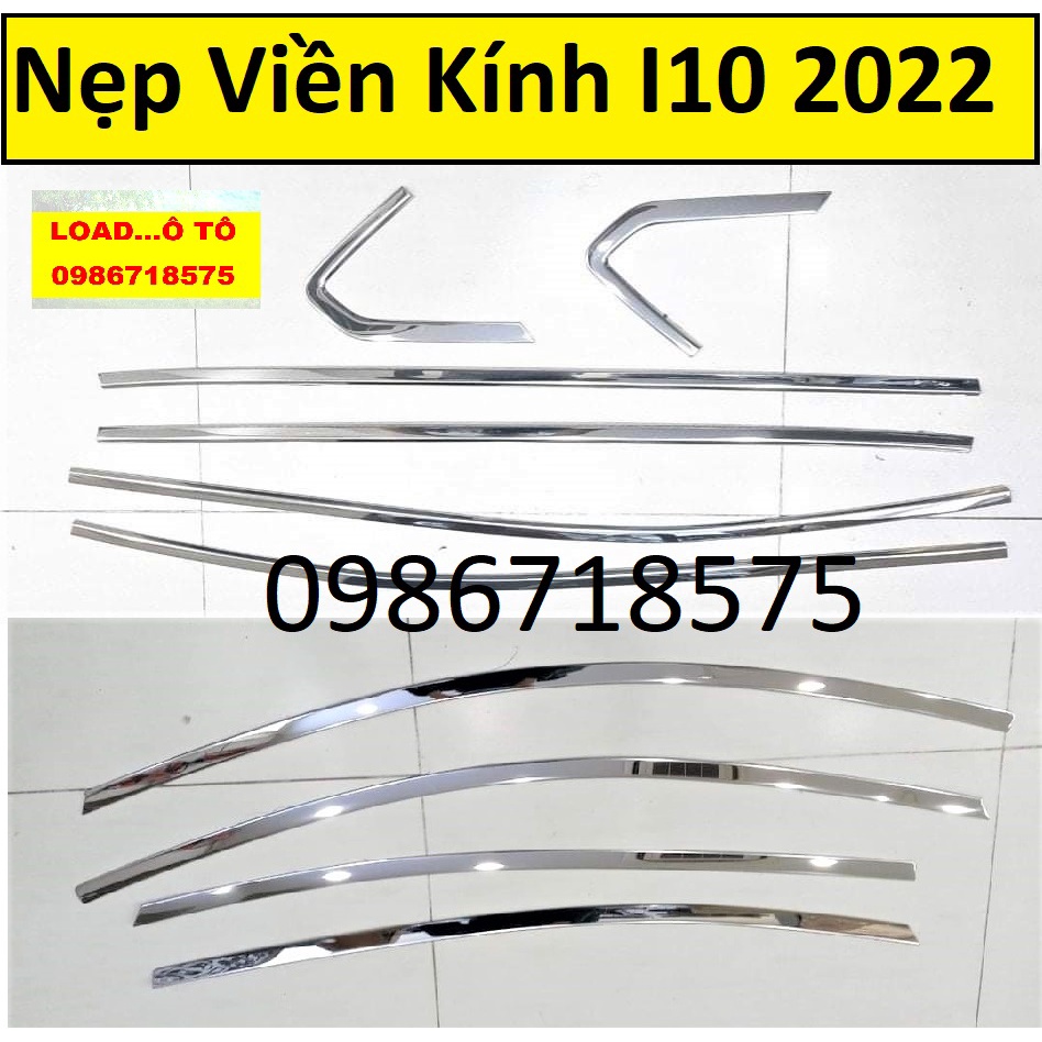 Bộ Nẹp Viền Chân Kính, Cong Kính Xe I10 2021-2022 Chất Liệu Inox Cao Cấp