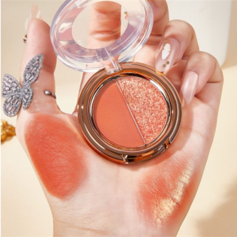 Bảng phấn mắt  Makeup Eyeshadow 2 ô nhũ và lì lên màu cực xinh