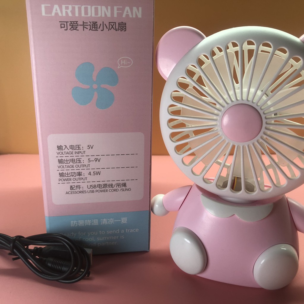 Quạt Mini Cầm Tay [Sota] Quạt Tích Điện CARTOONFAN CS1186 Mini USB Fan Di Động, Để Bàn | BigBuy360 - bigbuy360.vn