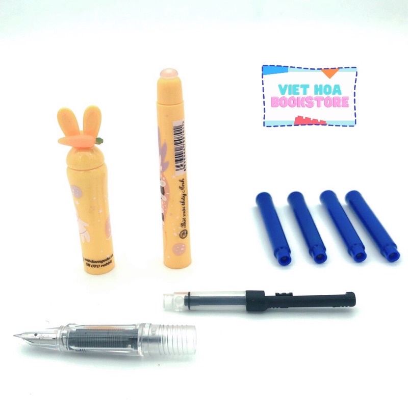 Bút Máy Thỏ Tẩy Được SH070 Ngòi Êm Trơn _Bút Mài Thầy Ánh_Tặng kèm 4 Ống Mực