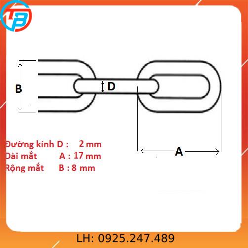 Dây xích INOX 304 Phi [ 2mm ] CÁP THÉP Thái Bình VinàN