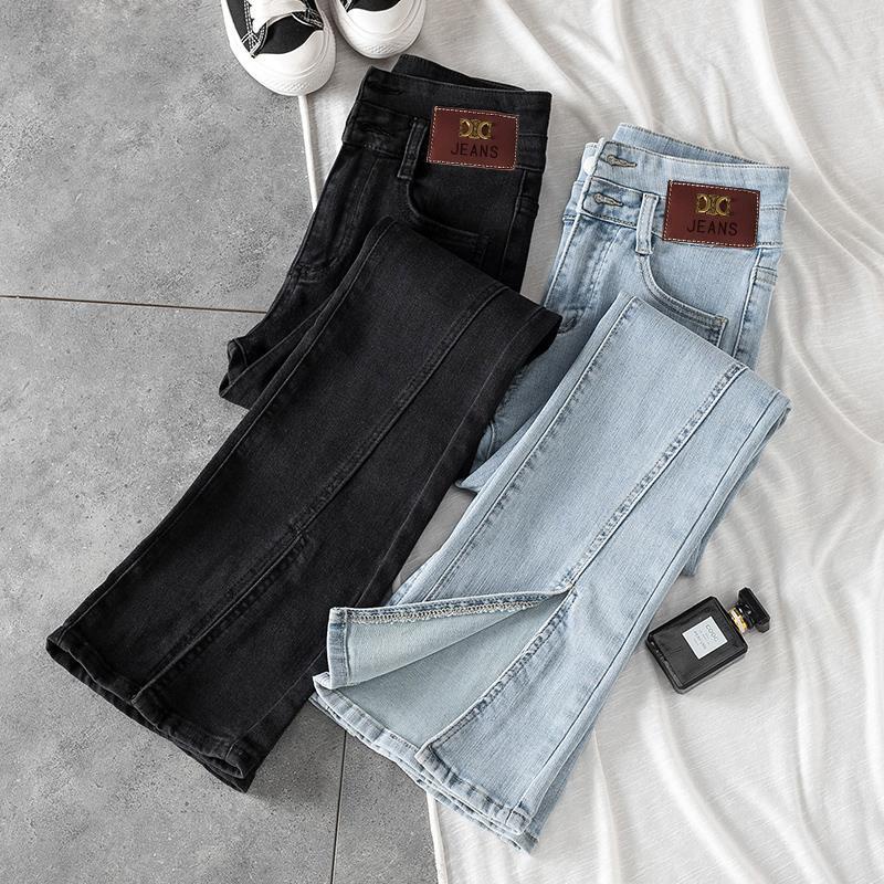 Quần Jean Nữ Lưng Cao Ống Loe Xẻ Tà Phong Cách Mới