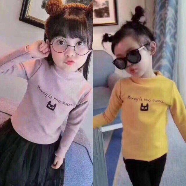 FLASH SALE 3 Áo cotton len cao cổ  cho bé gái (có mẫu bé trai)