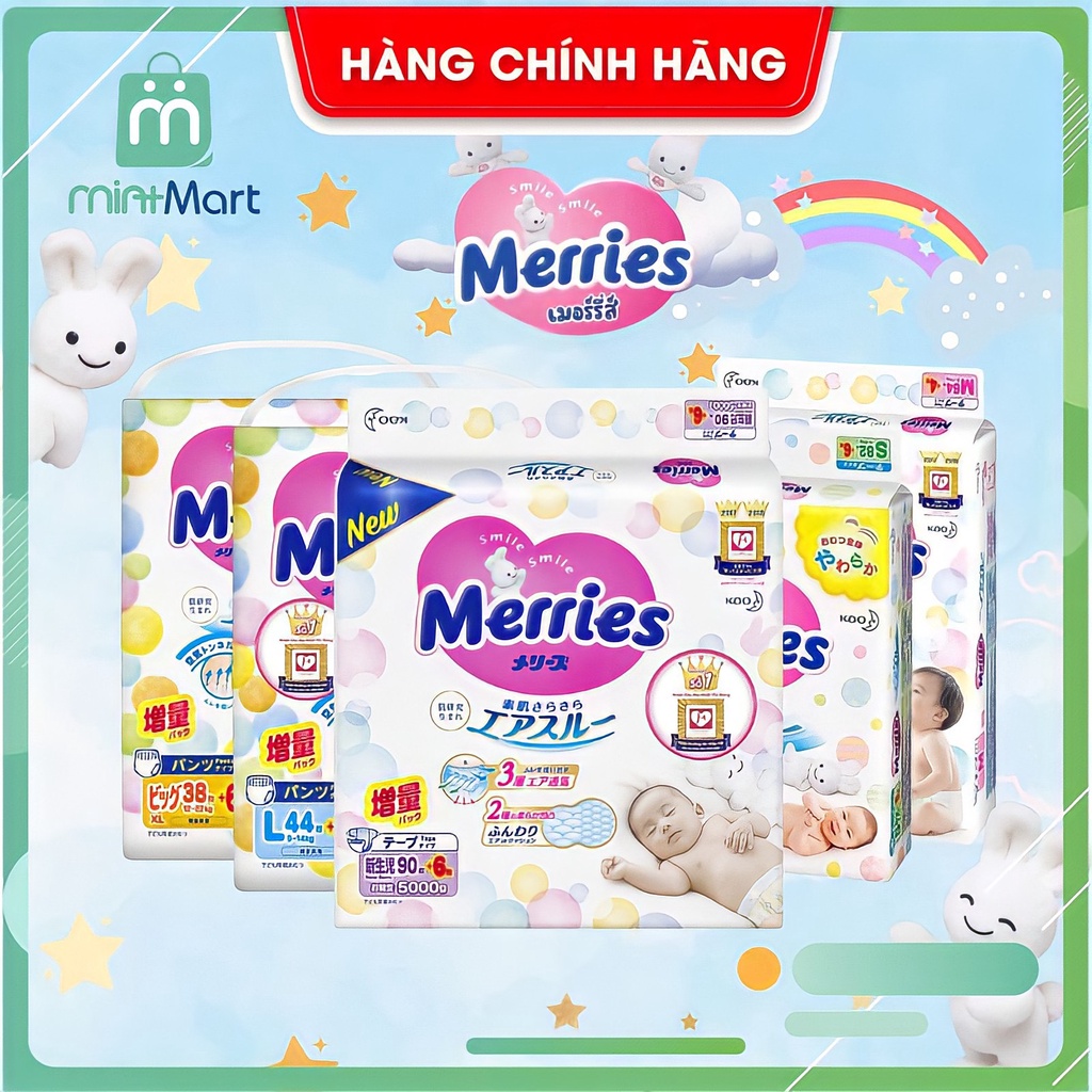 [Cộng miếng] Bỉm Merries nội địa Nhật chính hãng -  Bỉm Merries dán/quần đủ size NB96/S88/M64/M68/L50/XL44