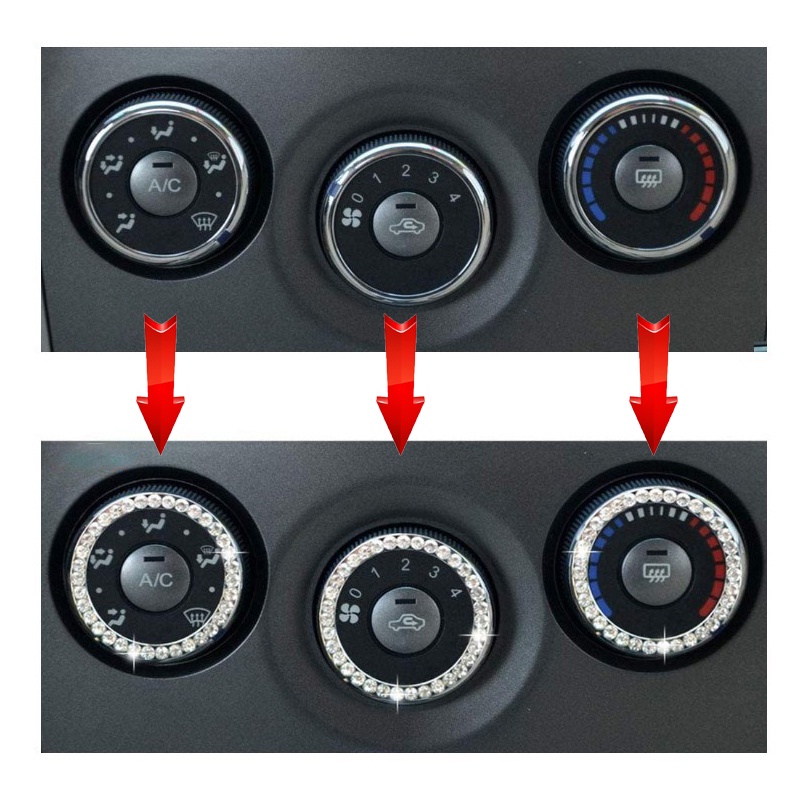 Vòng trang trí nút công tắc khởi động ô tô SEAMETAL SUV đính đá hình tròn cao cấp