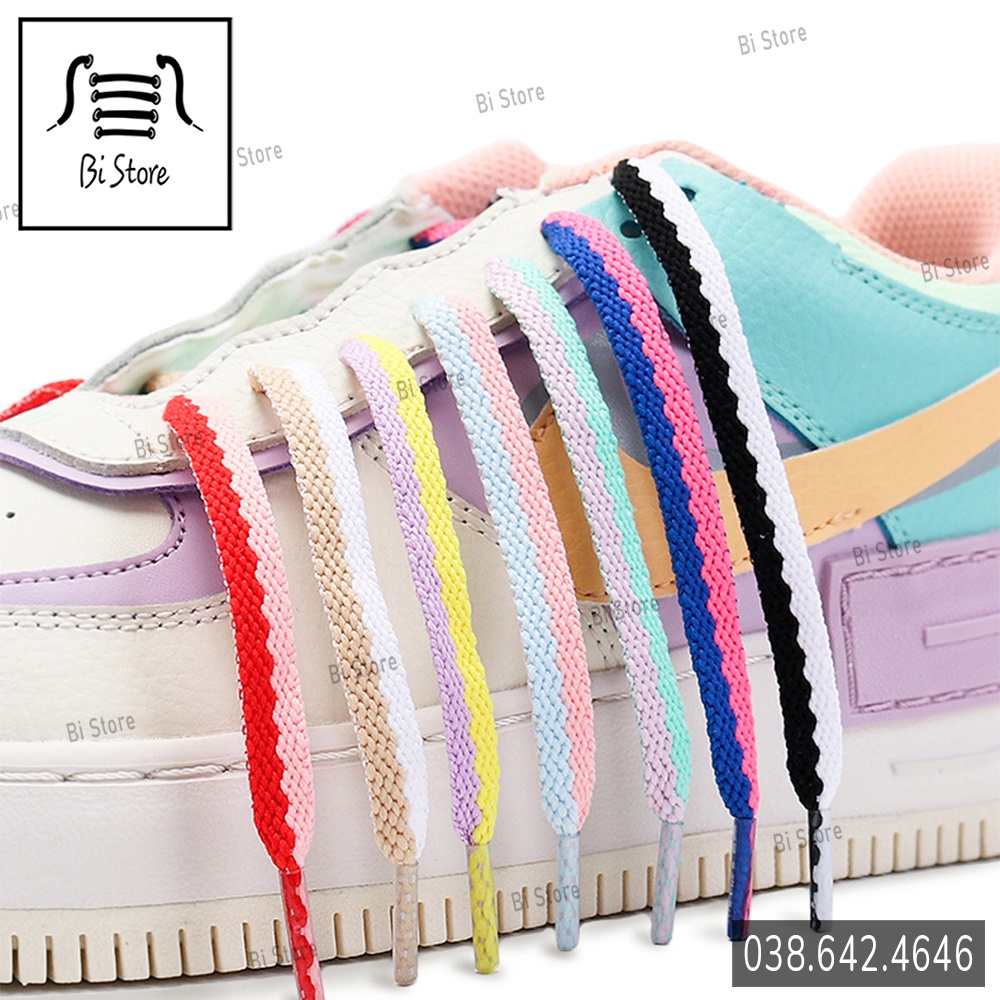 [Bảng 9 màu] Dây giày dẹt 2 màu dành cho các loại giày Nike AF1 (Air Force 1), Jordan, Adidas, Converse, Vans,...