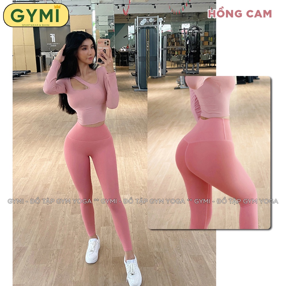 Quần tập gym yoga nữ GYMI QD45 dáng legging LULU chất thun poly cao cấp nâng mông gen bụng