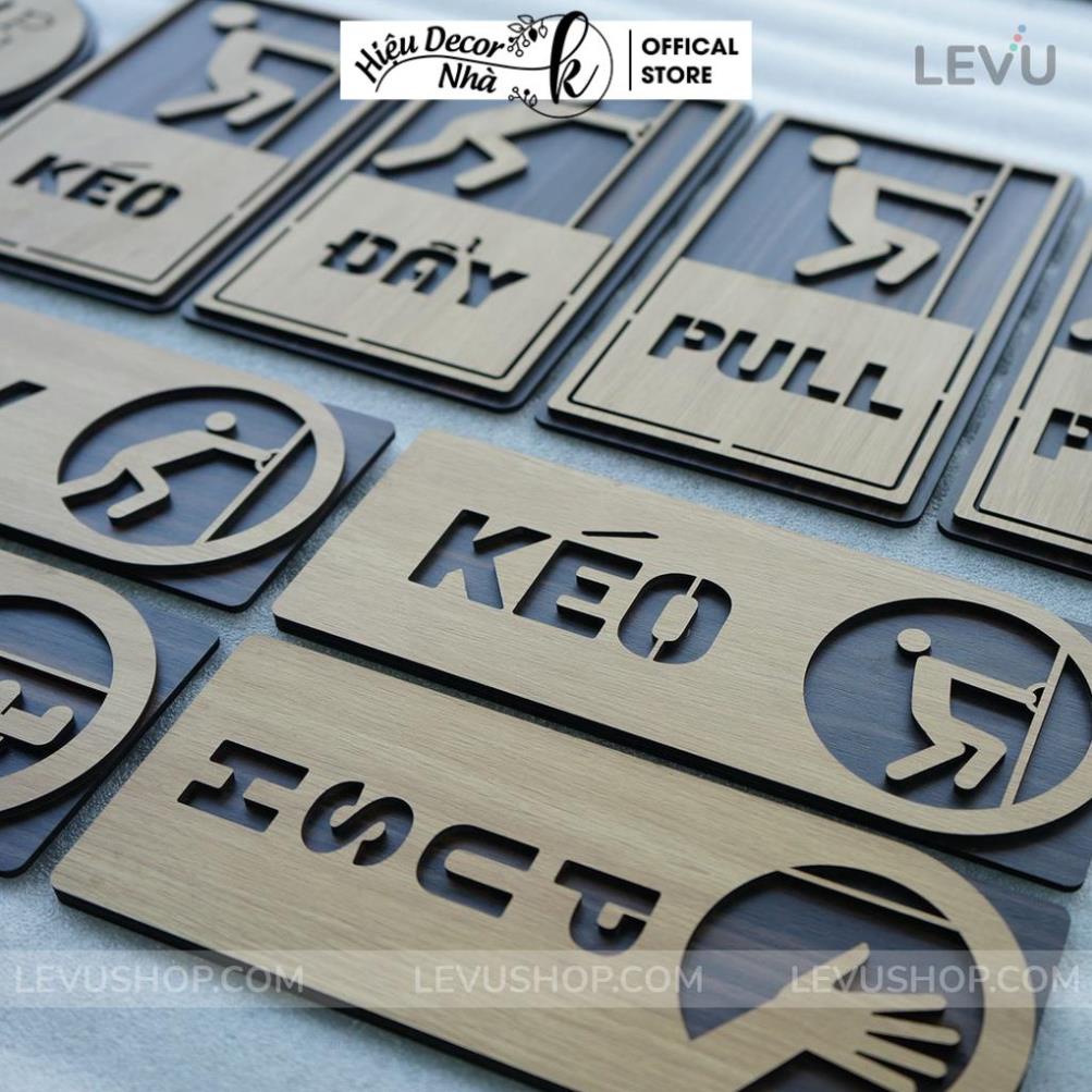 Bảng Pull Push, bảng Kéo Đẩy hướng dẫn mở cửa ra vào decor vintage độc đáo - Hiệu Nhà K