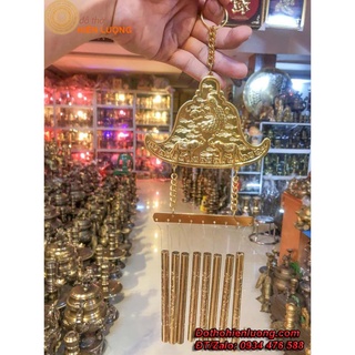 Chuông Gió 8 Ống Bằng Đồng Hình Khánh - Vật Phẩm Phong Thủy Chiêu Tài Lộc