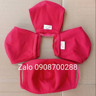 Sỉ 10 Khẩu trang vải cotton 3 lớp màu đỏ cho người lớn vai dep