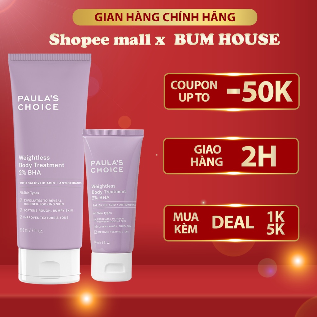 Kem dưỡng thể 2% BHA Paula’s Choice Resist Weightless Body Treatment With 2% BHA