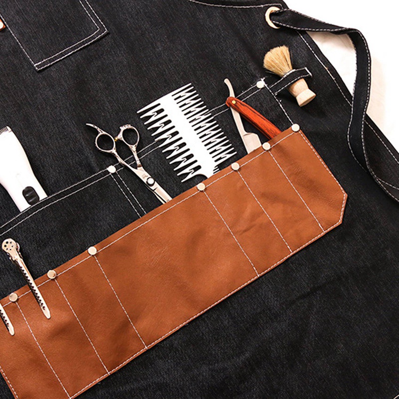 Tạp Dề Nhuộm Tóc Bằng Denim Màu Cà Phê Sữa