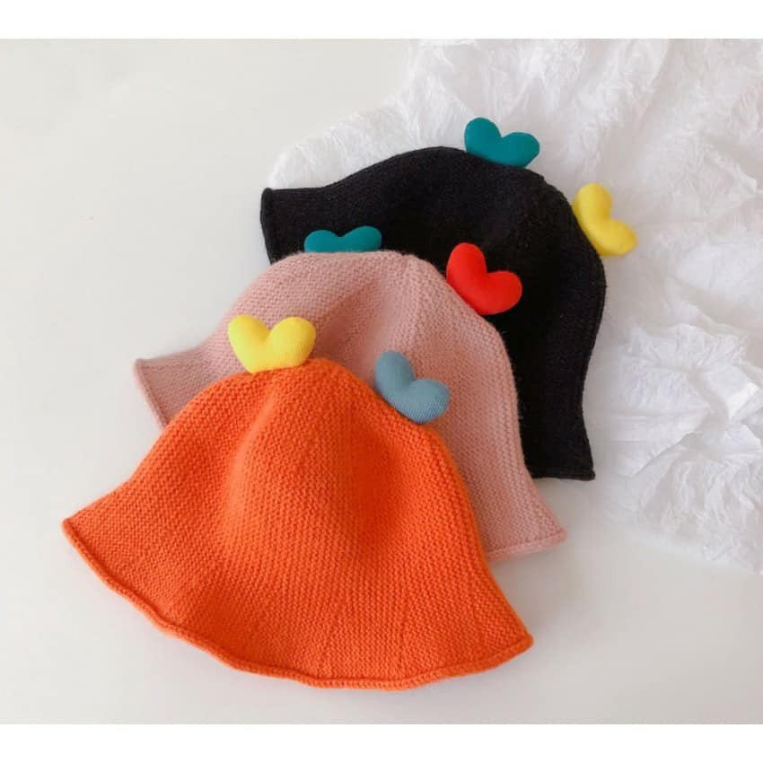 Mũ len đính hình 2 trái tim cho bé gái, bé trai từ 1-4 TUỔI