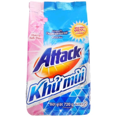 Bột giặt Attack khử mùi HƯƠNG ANH ĐÀO OẢI HƯƠNG NGÀY SẢNG KHOÁI gói 720g