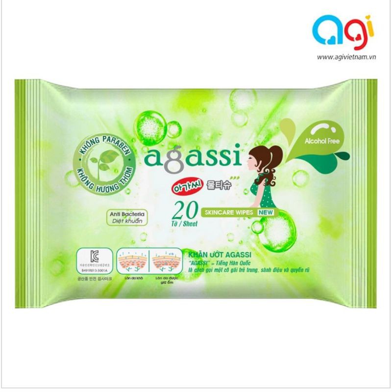 (2 loại) Khăn ướt AGASSI 20 tờ