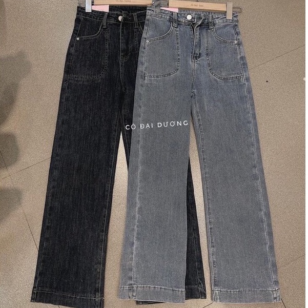 Quần jeans nữ ống đứng Fanegu may sắn ống trẻ trung - mã 3703
