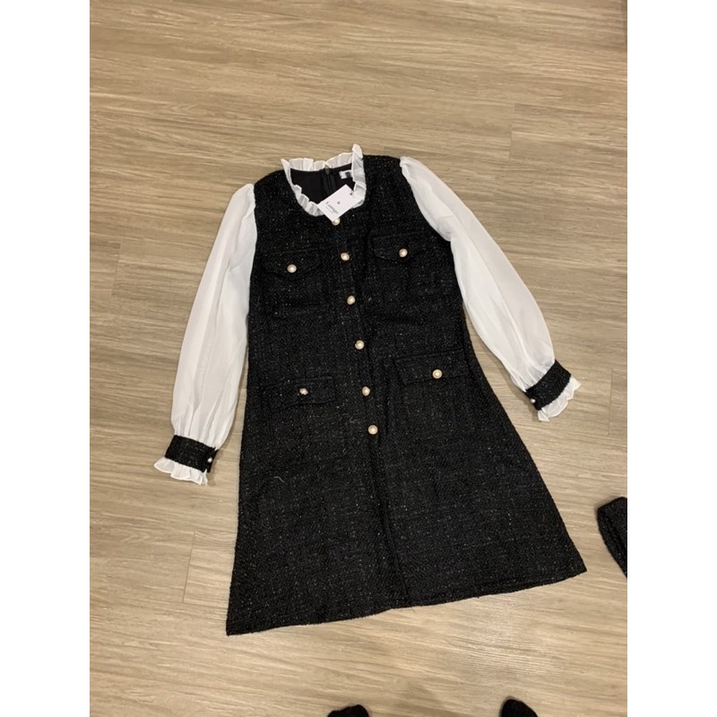 VÁY DẠ TWEED PHỐI TAY- VÁY TAY PHỐI | BigBuy360 - bigbuy360.vn