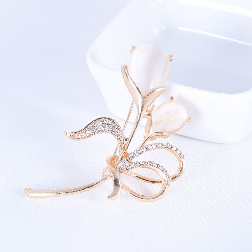 Trâm Cài Áo Hình Hoa Tulip Đính Ngọc Trai Bằng Kim Loại Phong Cách Vintage Thanh Lịch Cho