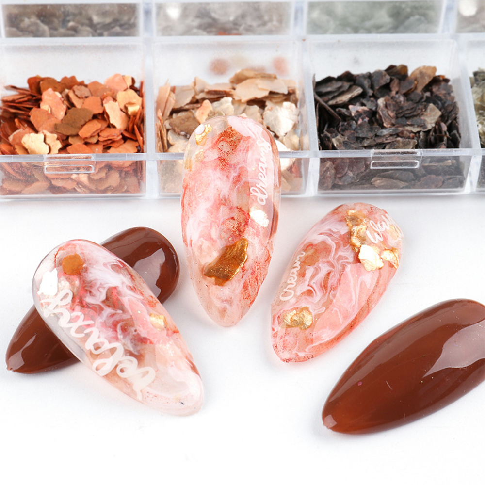 Hộp Phụ Kiện Mica Lấp Lánh Đính Móng Tay 3D Trang Trí Nghệ Thuật